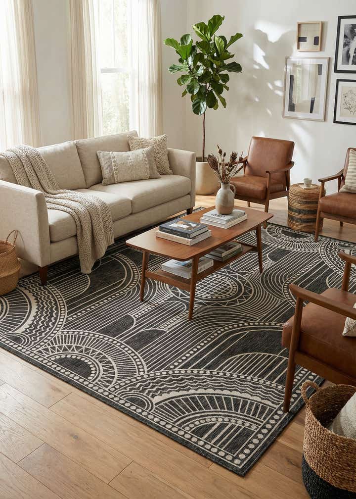 7' 1 x 10' Easy-Clean Traditional Indoor / Outdoor Rug