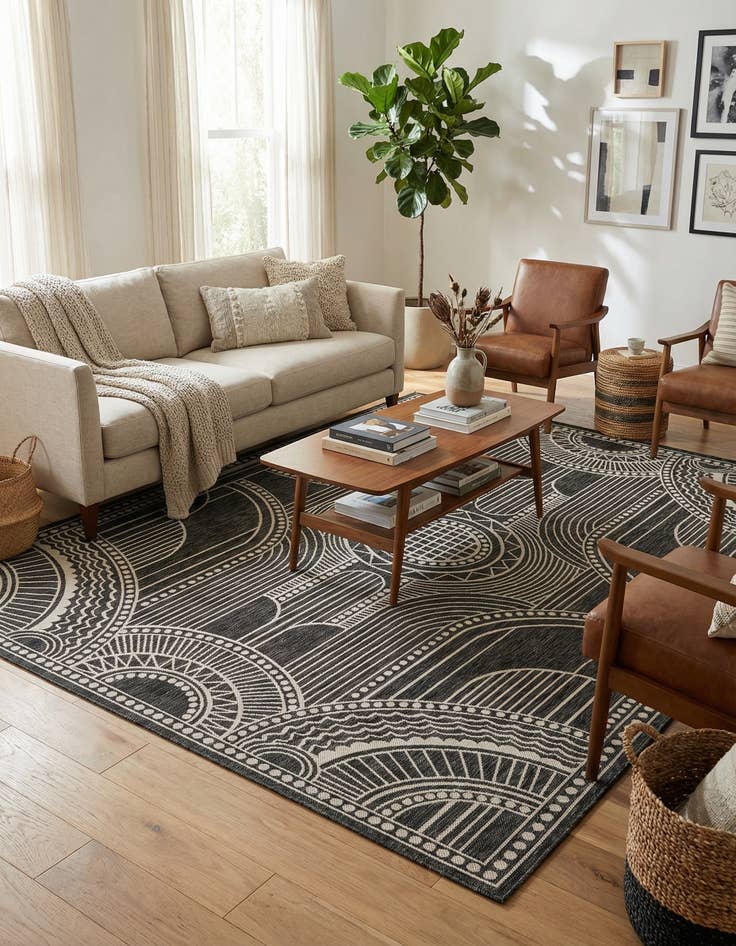 Detail image of 7' 1 x 10' Easy-Clean Traditional Indoor / Outdoor Rug