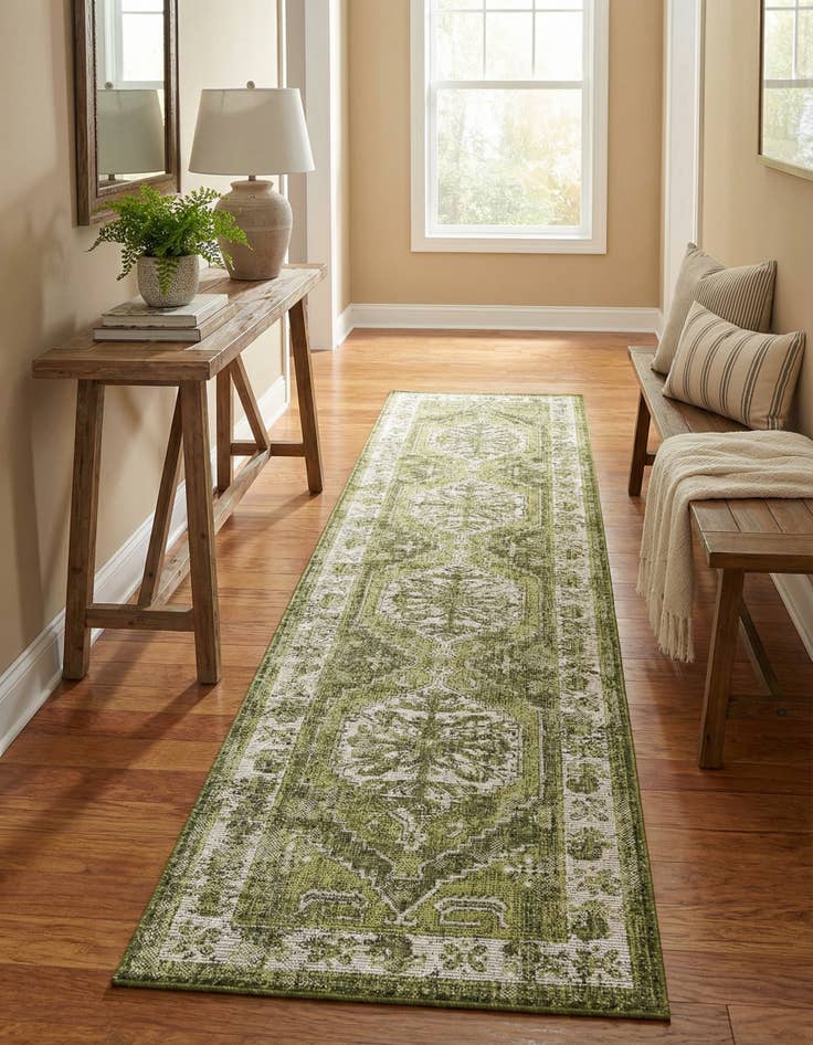 Detail image of  2' 7 x 12'  Washable Traditional Indoor / Outdoor Runner Rug
