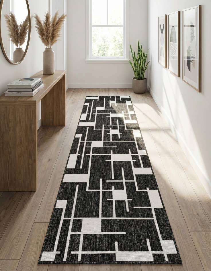 Detail image of  2' 7 x 12'  Washable Modern Indoor / Outdoor Runner Rug