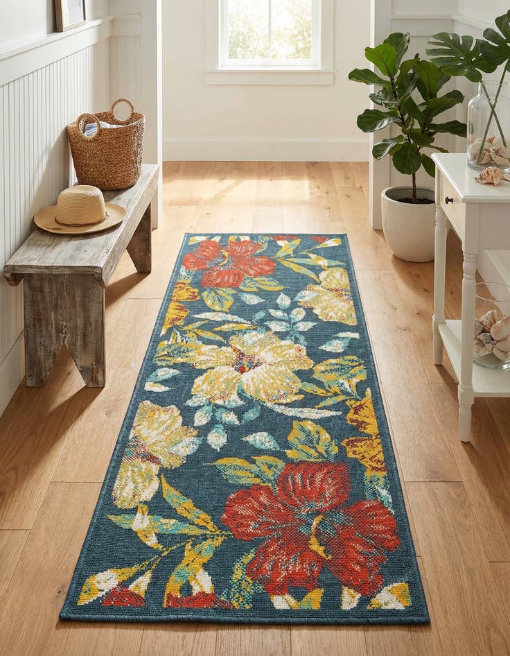 Detail image of 2' x 5' 3  Washable Coastal Indoor / Outdoor Runner Rug