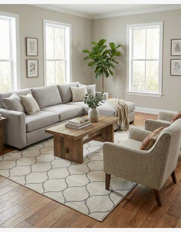 Ivory Trellis Frieze Rug