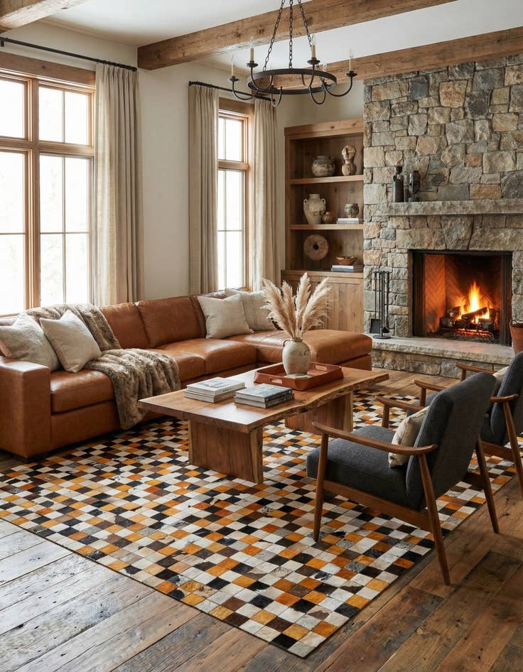 Detail image of  8' 1 x 9' 11 Cowhide - Patchwork Rug