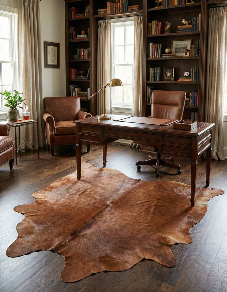Detail image of 6' 1 x 6' 1 Cowhide Leather Square Rug