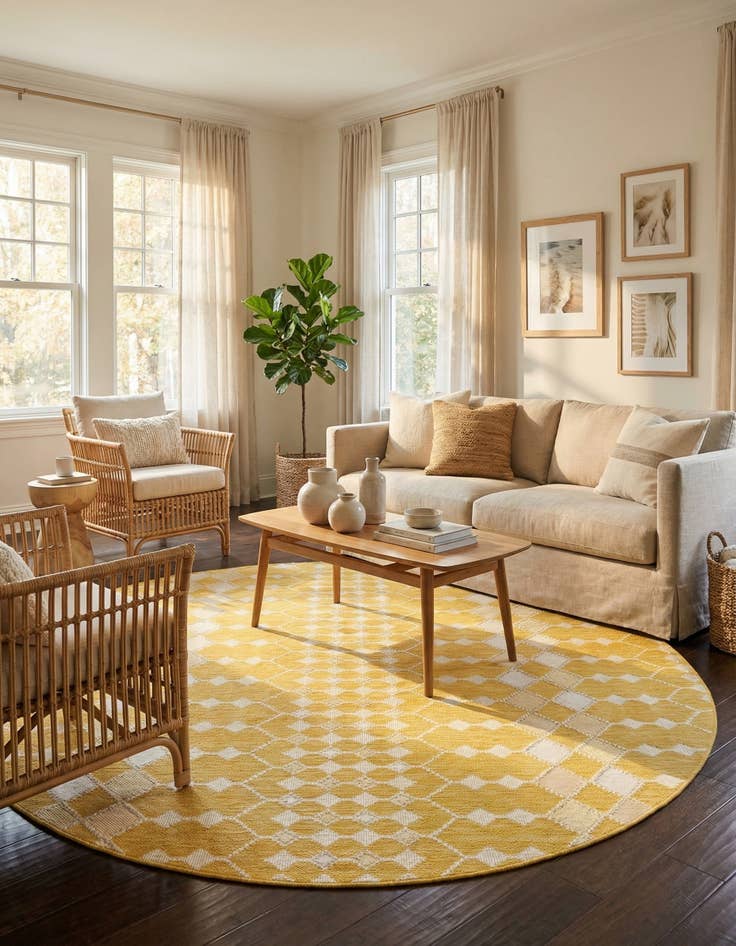 Detail image of 10' x 10'  Washable Trellis Indoor / Outdoor Round Rug