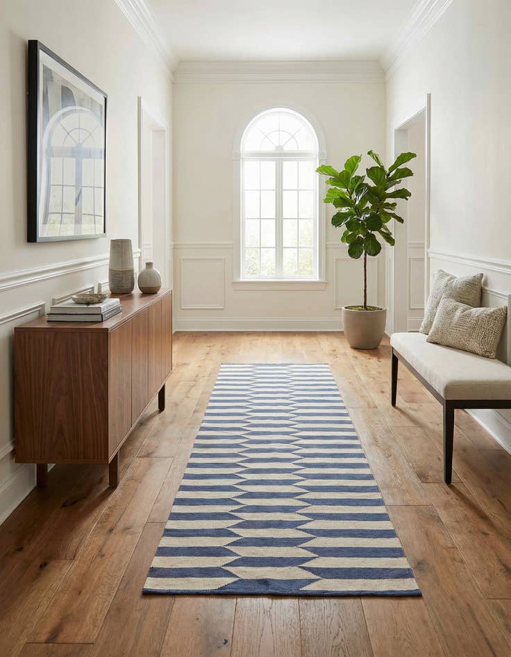 Detail image of 2' 8 x 9' 8  Hand Woven Kilim Modern Wool Runner Rug