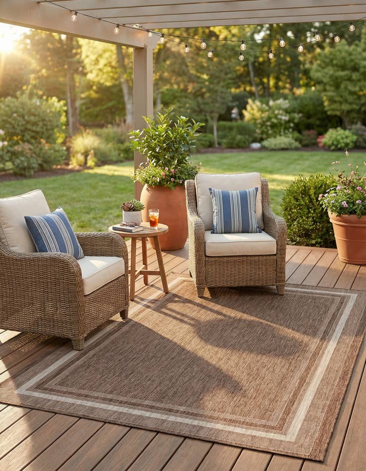 Detail image of  7' x 10'  Washable Border Indoor / Outdoor Rug