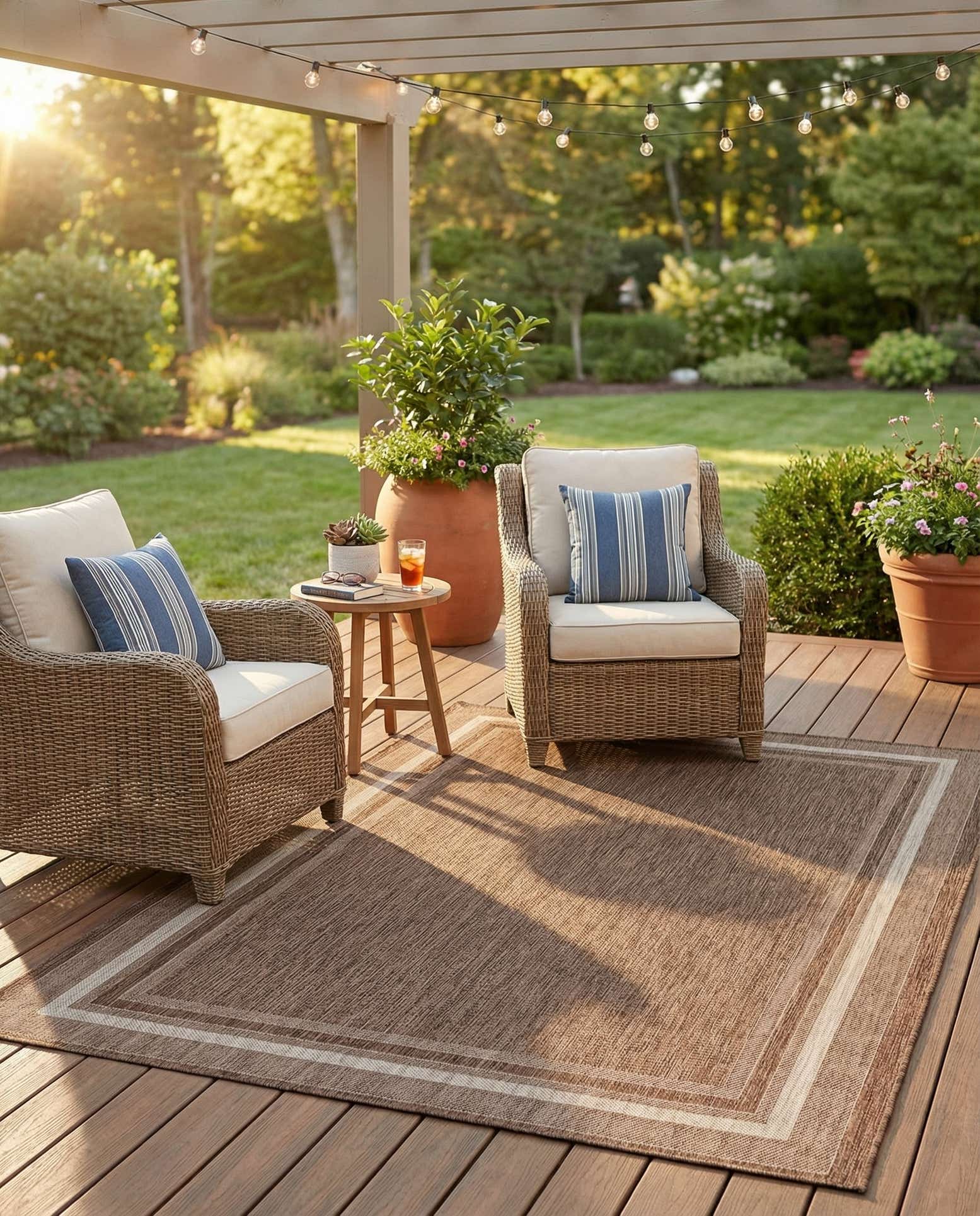 7' x 10' Easy-Clean Border Indoor / Outdoor Rug