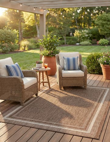 7' x 10' Easy-Clean Border Indoor / Outdoor Rug