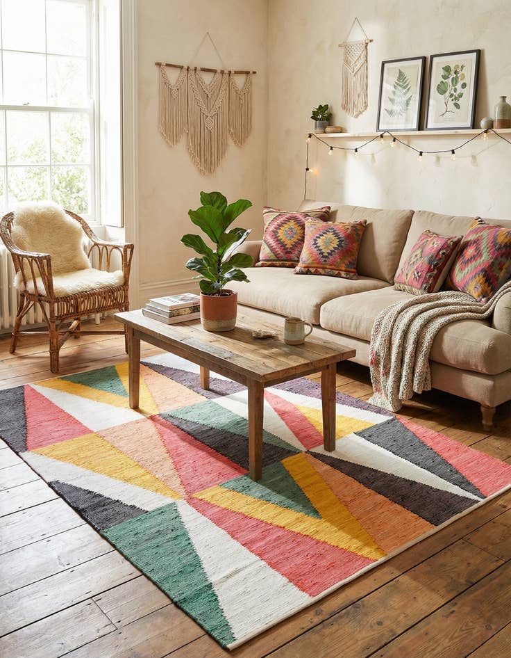 Detail image of 7' 10 x 10'  Hand Braided Chindi Cotton Rug