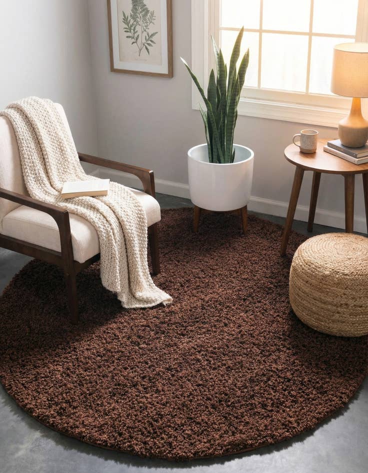 Detail image of 4' x 4' Solid Shag Round Rug