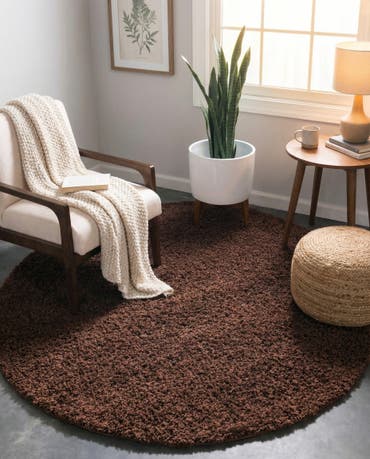  4' x 4' Solid Shag Round Rug