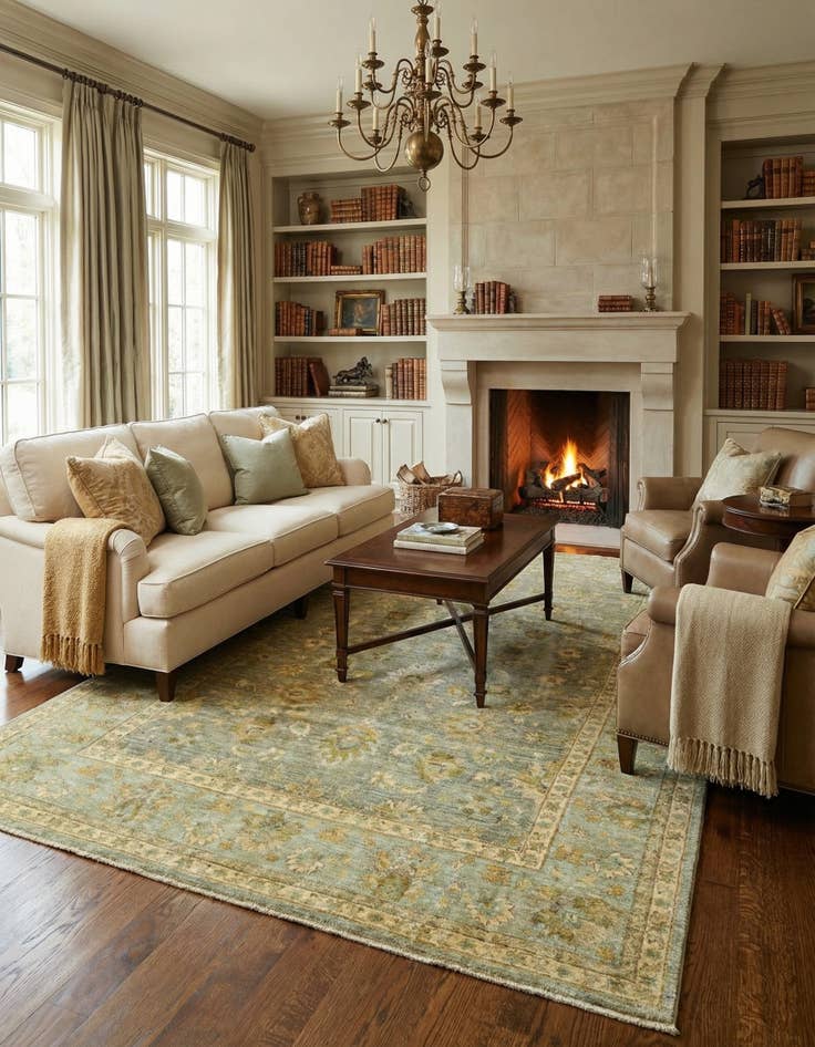 Detail image of 6' 6 x 9' 4  Hand Knotted Peshawar Ziegler Rug