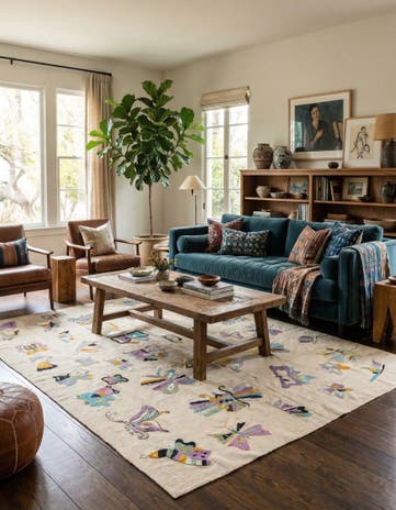 5' 10 x 7' 3 Hand Woven Kilim Suzani Wool Rug