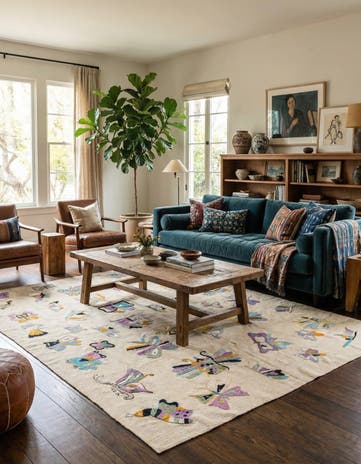 5' 10 x 7' 3 Hand Woven Kilim Suzani Wool Rug