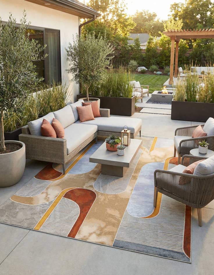 Detail image of 9' x 12'  Washable Modern Indoor / Outdoor Rug