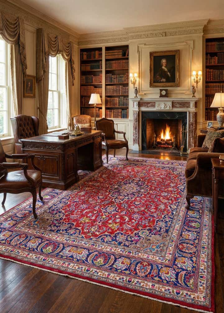 9' 8 x 12' 9 Hand Knotted Mashad Persian Wool Rug