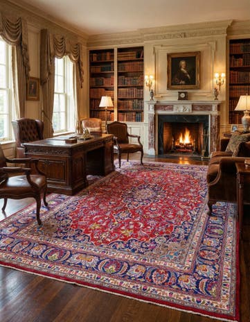 9' 8 x 12' 9 Hand Knotted Mashad Persian Wool Rug