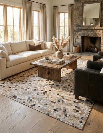 5' 3 x 7' 7 Cowhide Stocks Rug