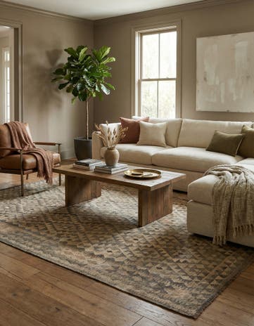 6' 7 x 9' 7 Hand Woven Kilim Maymana Wool Rug
