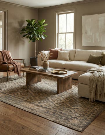 6' 7 x 9' 7 Hand Woven Kilim Maymana Wool Rug