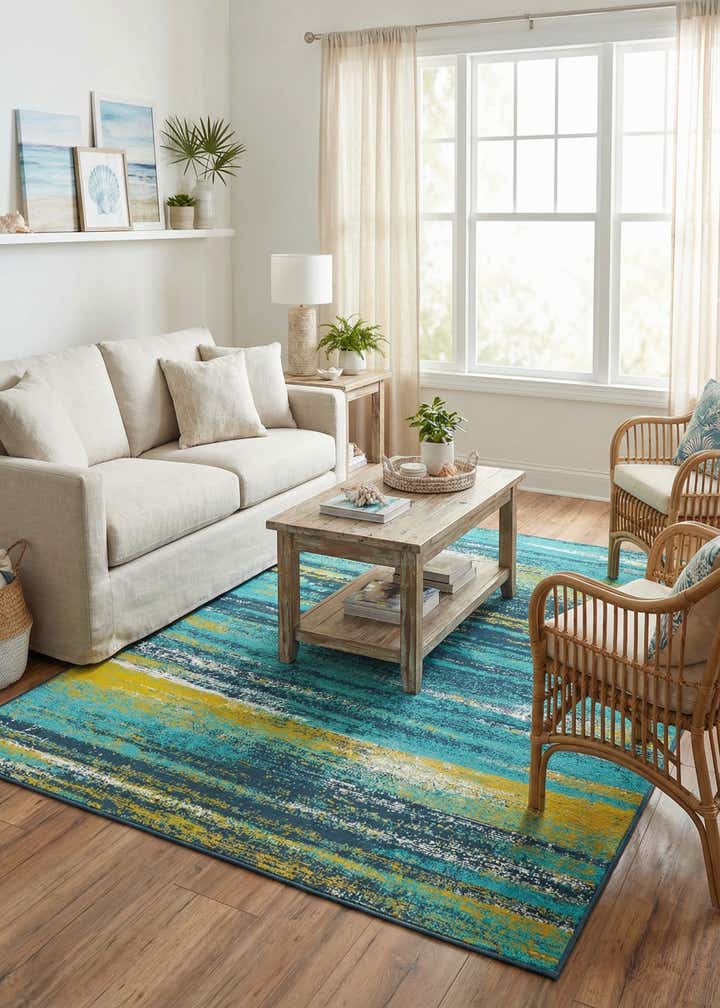 5' 3 x 8' Easy-Clean Coastal Indoor / Outdoor Rug