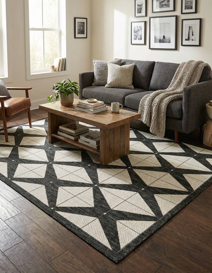 Detail image of 5' 3 x 8'  Washable Modern Indoor / Outdoor Rug