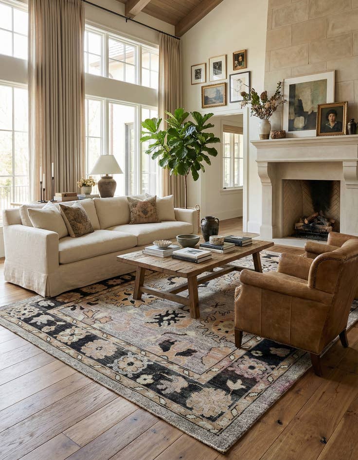 Detail image of 9' 10 x 14'  Hand Knotted Oushak Wool Rug