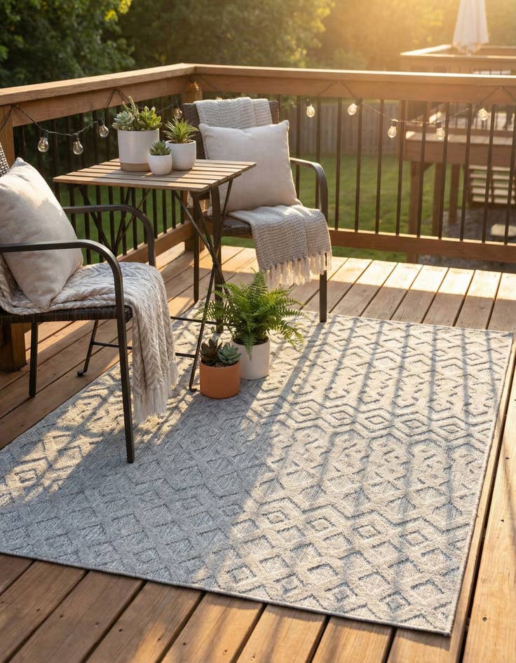 Detail image of 6' x 9' Easy-Clean Trellis Textured Indoor / Outdoor Rug