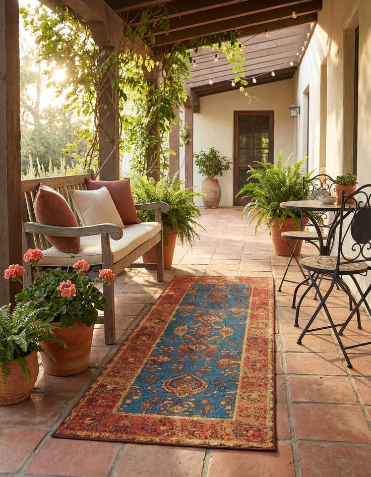 Detail image of  2' x 5'  Washable Traditional Indoor / Outdoor Runner Rug