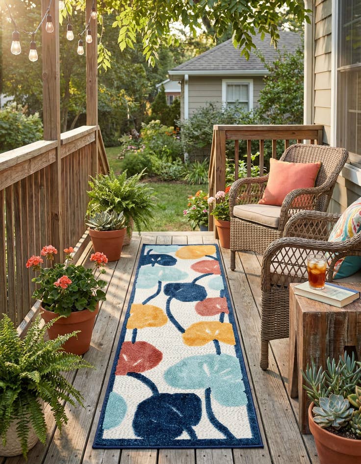 Detail image of 2' x 8'  Washable Belize Indoor / Outdoor Runner Rug