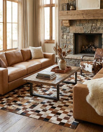 5' 1 x 8' Cowhide Leather Rug