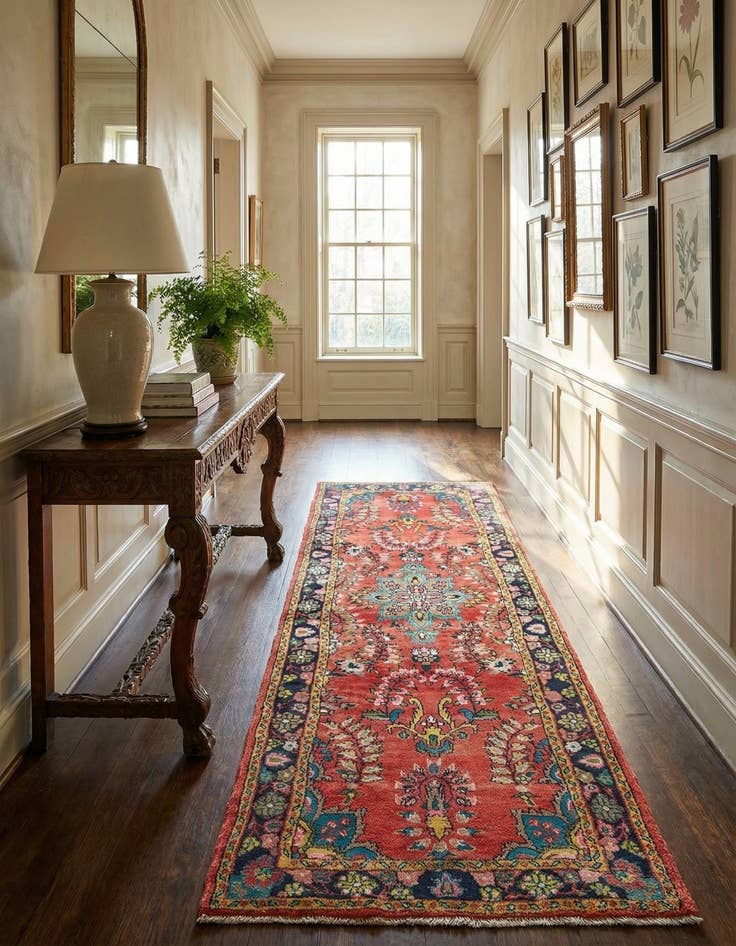 Detail image of 3' 4 x 9' 6 Hamedan Rug