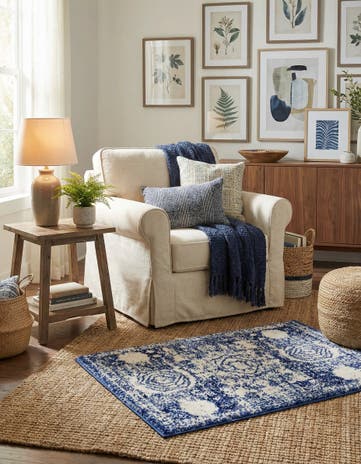 Ivory and Blue Dover Rug