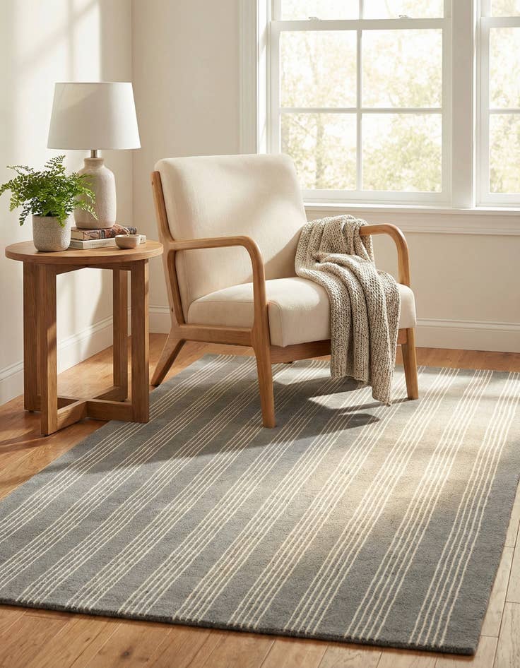 Detail image of 5' 1 x 8' Jill Zarin Striped Wool Rug