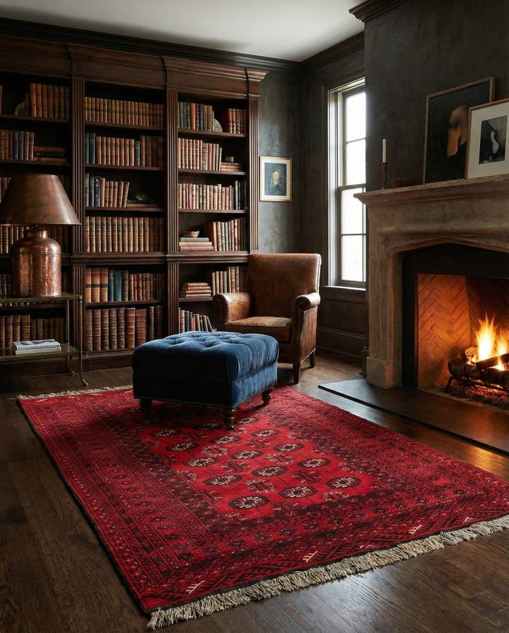 Detail image of 4' 1 x 6' 3 Hand Knotted Afghan Akhche Wool Rug