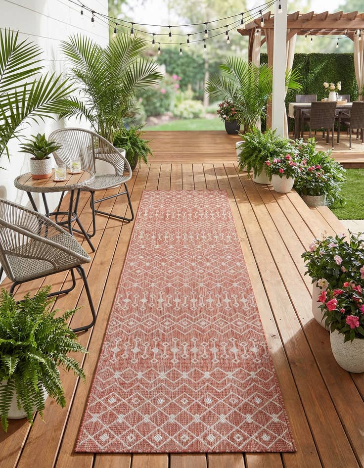 Detail image of 2' 7 x 10'  Washable Trellis Indoor / Outdoor Runner Rug