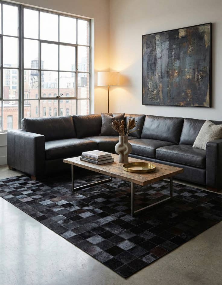 Detail image of  5' 3 x 8' 1 Cowhide - Patchwork Rug