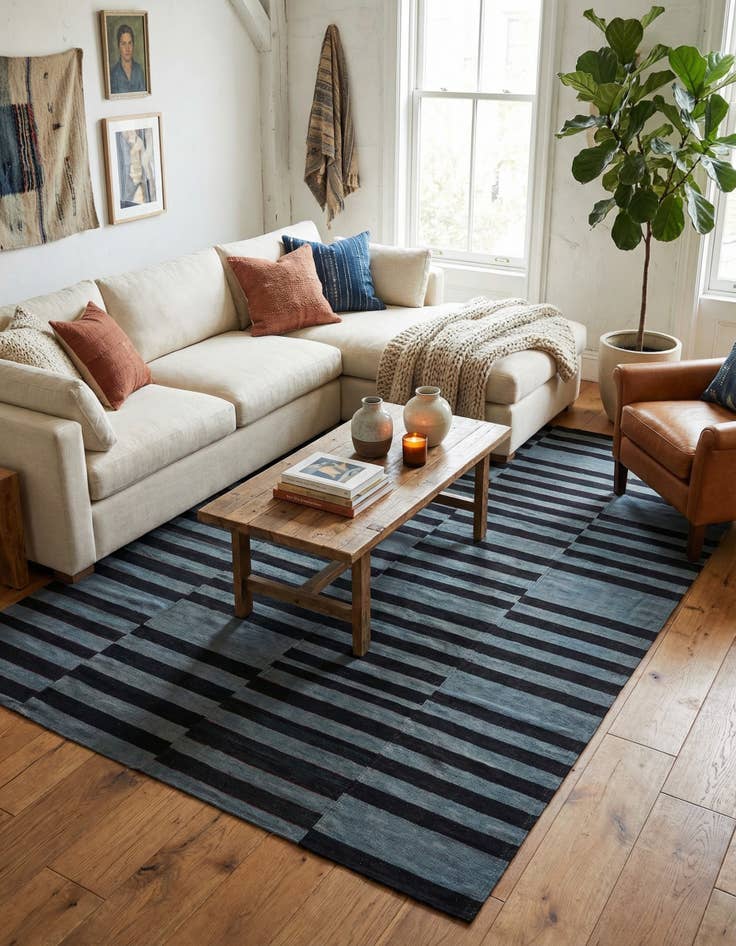 Detail image of 5' 8 x 8' 2  Hand Woven Kilim Patchwork Wool Rug