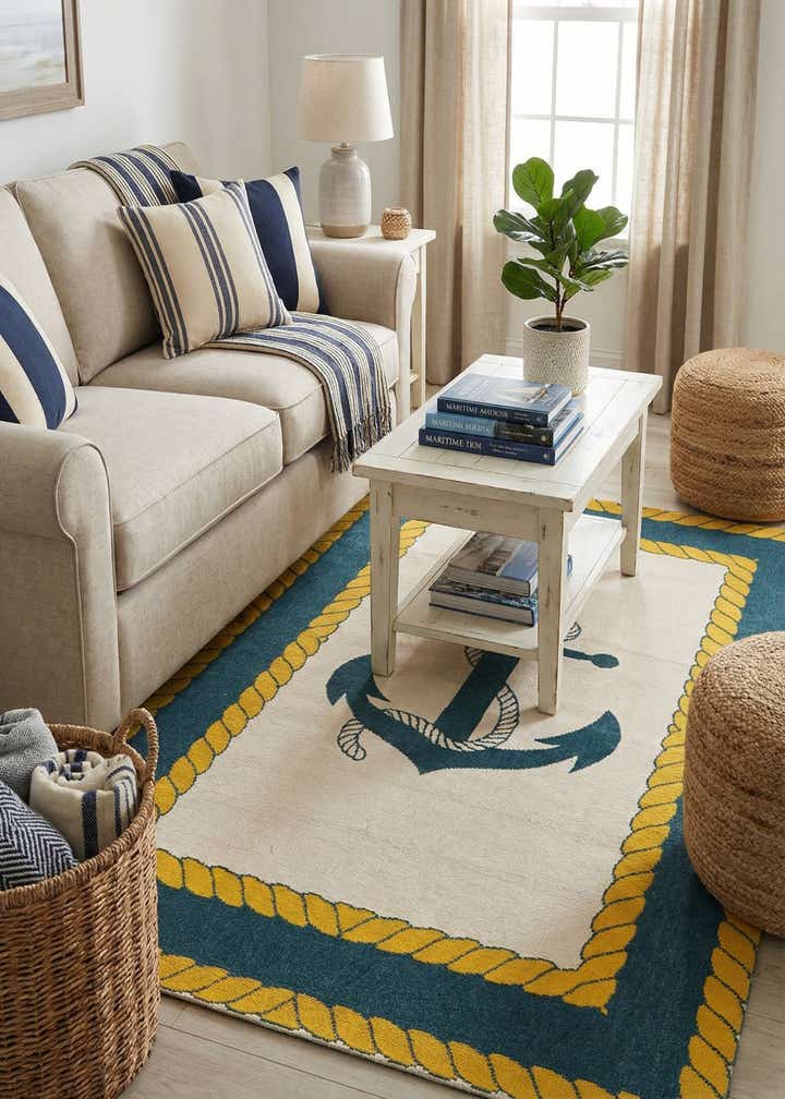 5' 3 x 8' Easy-Clean Coastal Indoor / Outdoor Rug