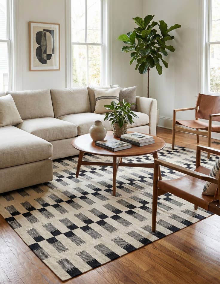 Detail image of 5' 8 x 7' 9  Hand Woven Kilim Modern Wool Rug