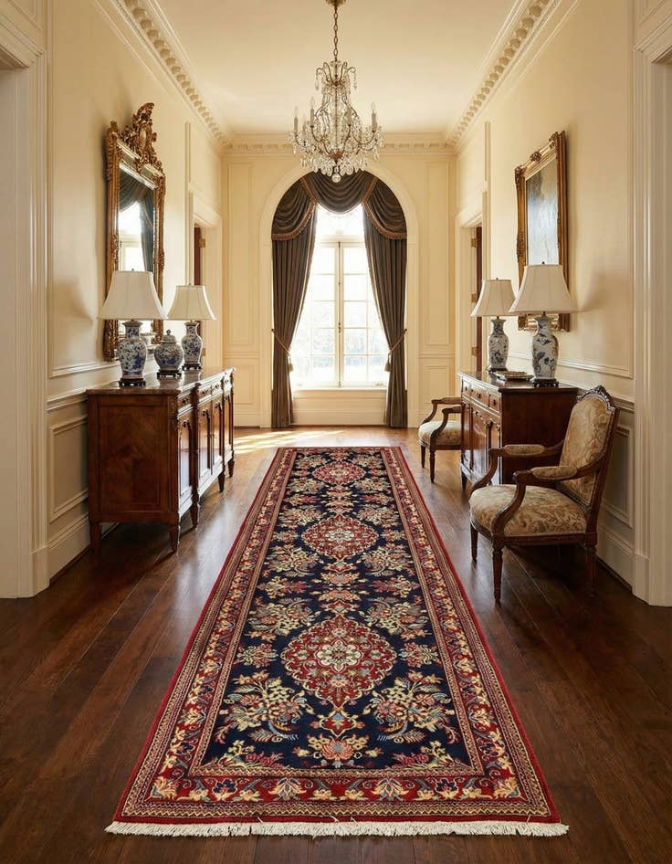 Detail image of  2' 10 x 13' 1  Hand Knotted Qom Persian Runner Rug