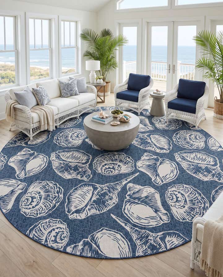 13' x 13' Easy-Clean Coastal Indoor / Outdoor Round Rug