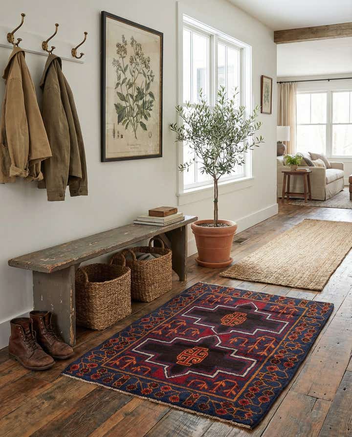 3' x 4' 3 Hand Knotted Balouch Persian Wool Rug