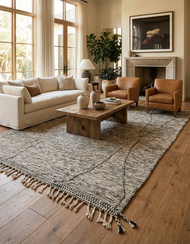 Detail image of 9' 6 x 12' 9  Hand Knotted Moroccan Wool Rug