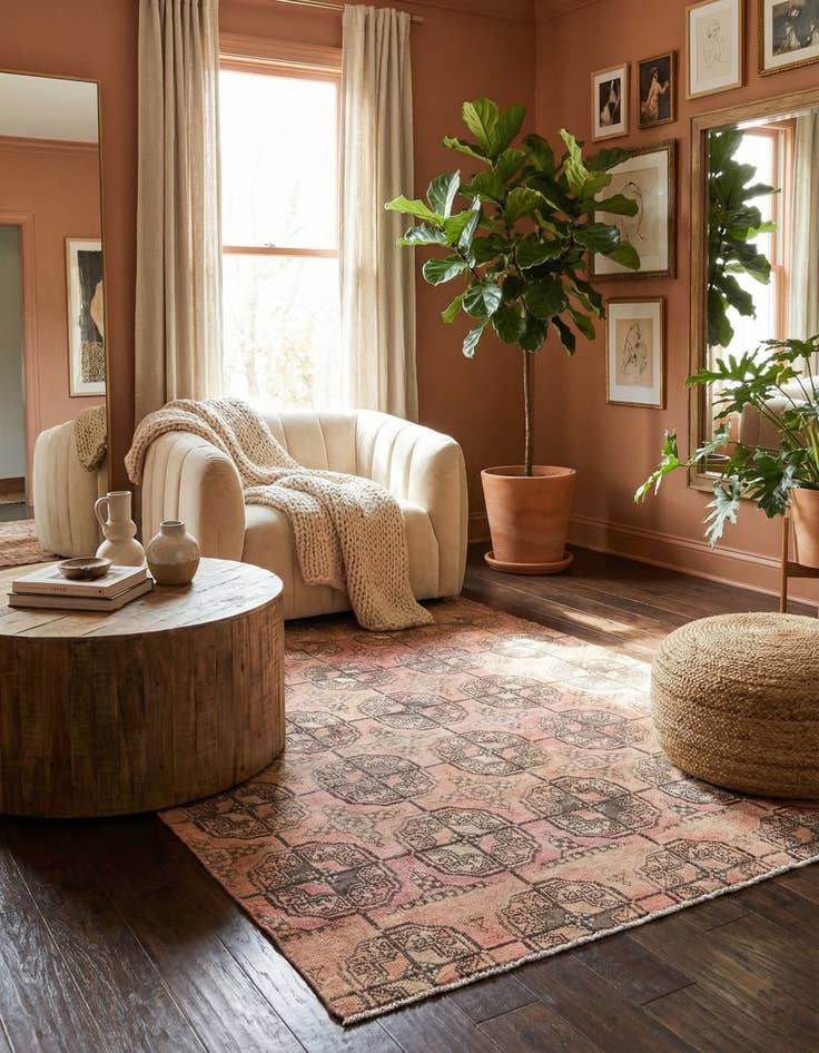 Detail image of  4' 6 x 6' 8  Hand Knotted Ultra Vintage Persian Wool Rug