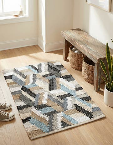 2' x 3' 1 Hand Braided Chindi Cotton Rug