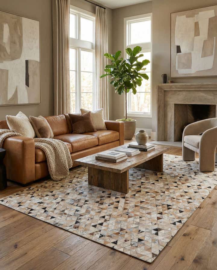 5' 4 x 7' 7 Cowhide Stocks Rug