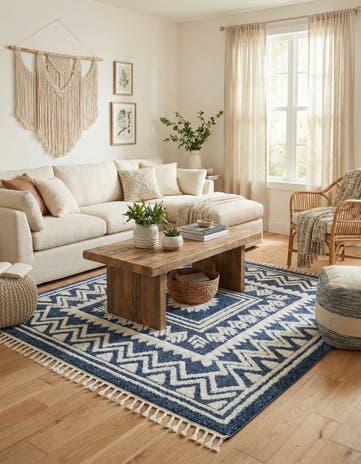 Blue Boho Square Rug