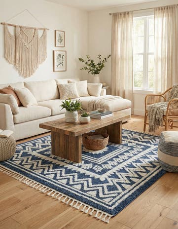 Blue Boho Square Rug